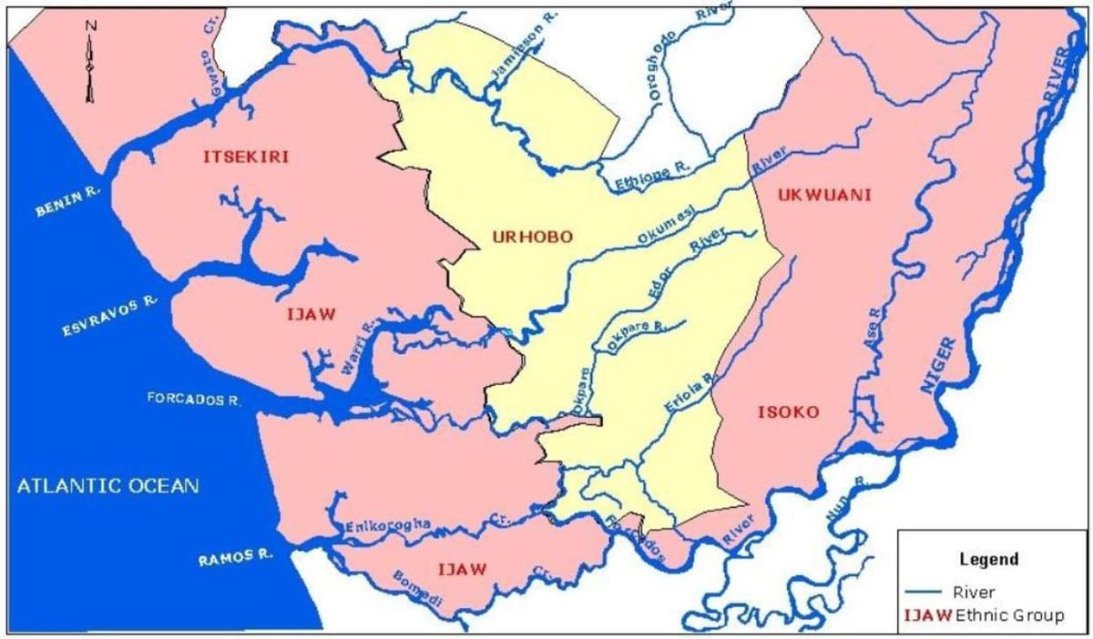 નકશો નાઇજીરીયા દર્શાવે મુખ્ય નદીઓ