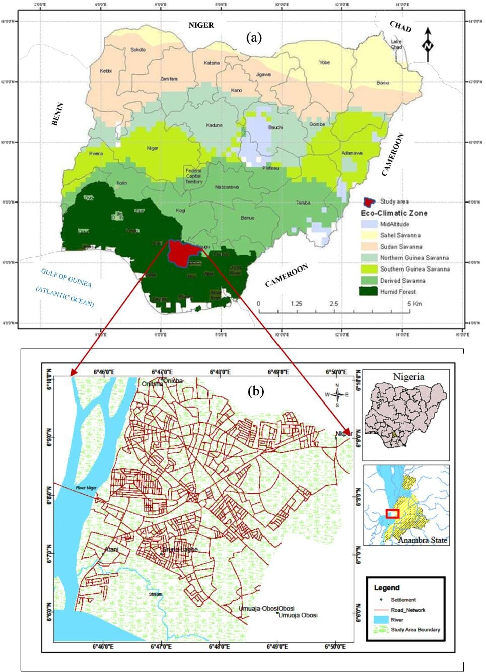 નકશો નાઇજીરીયા દર્શાવે વનસ્પતિ બેલ્ટ