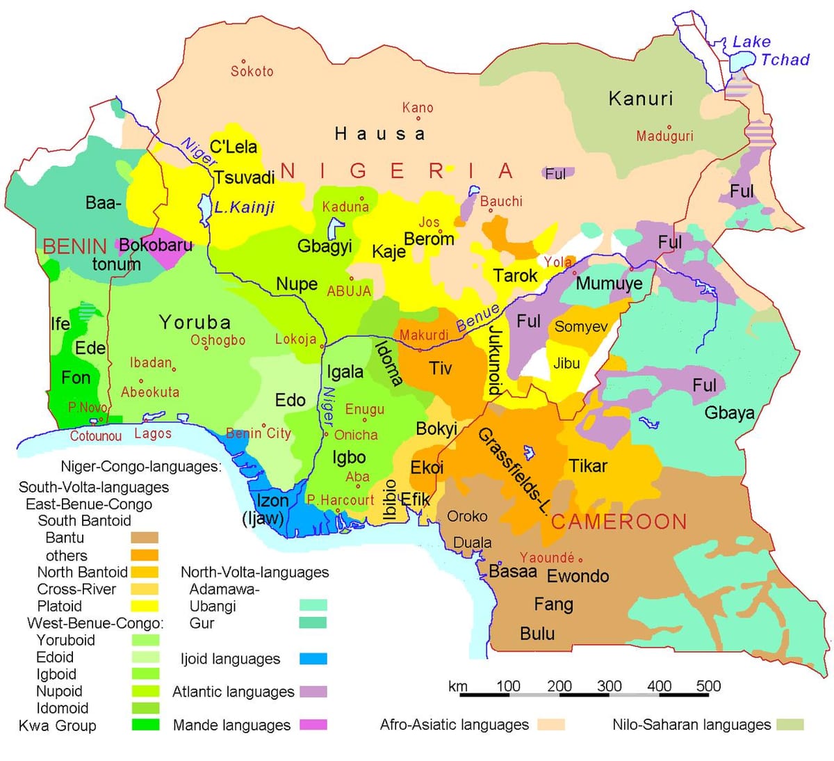 નાઇજીરીયા ભાષા નકશો