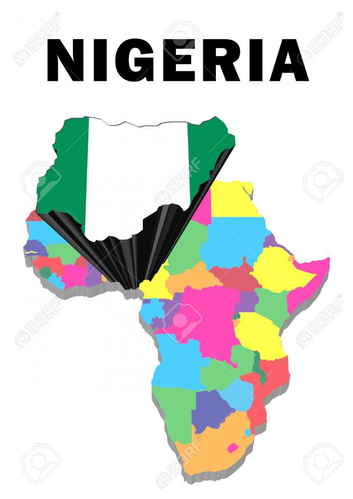 નકશો આફ્રિકા સાથે નાઇજીરીયા પ્રકાશિત