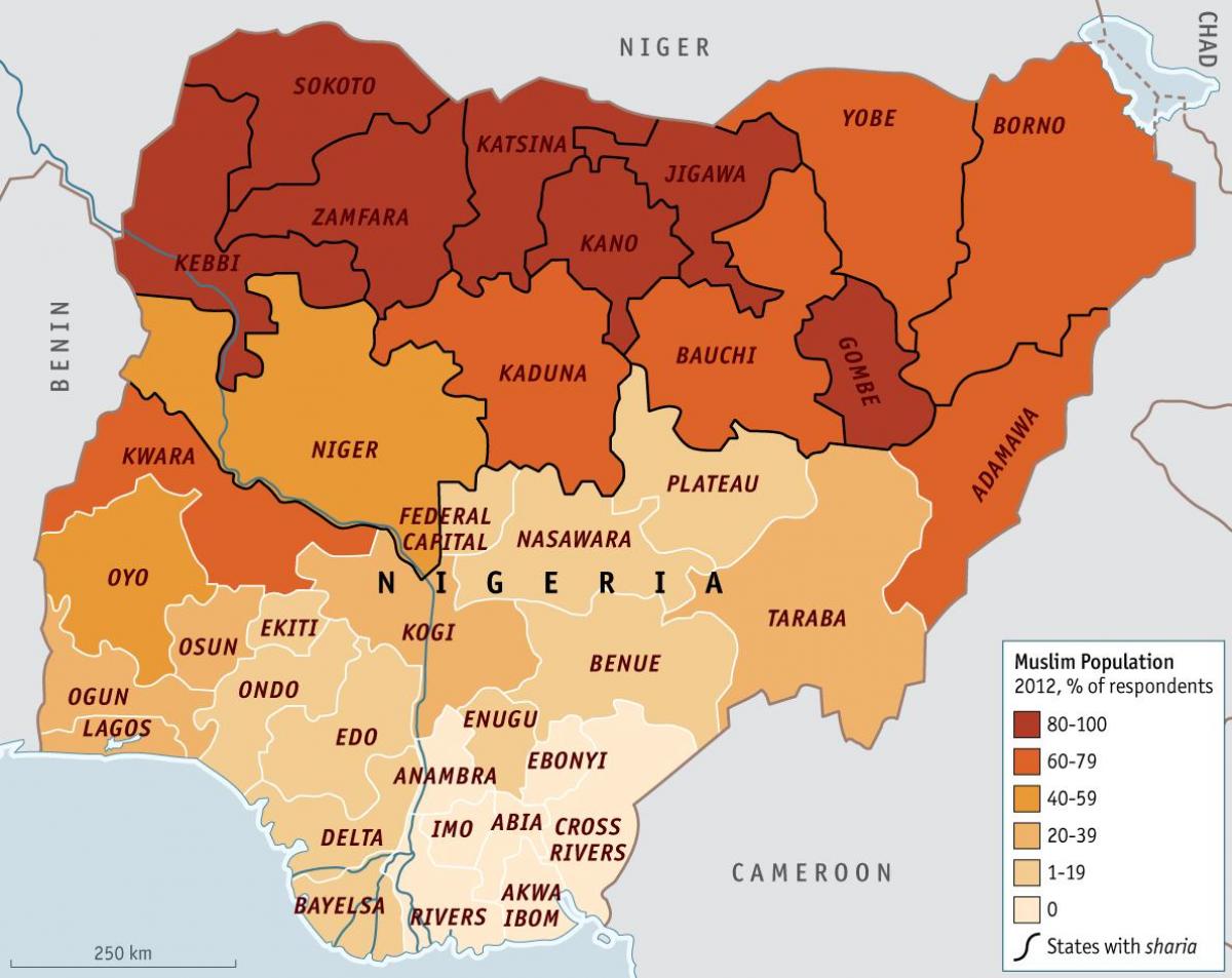 નકશો નાઇજીરીયા ધર્મ