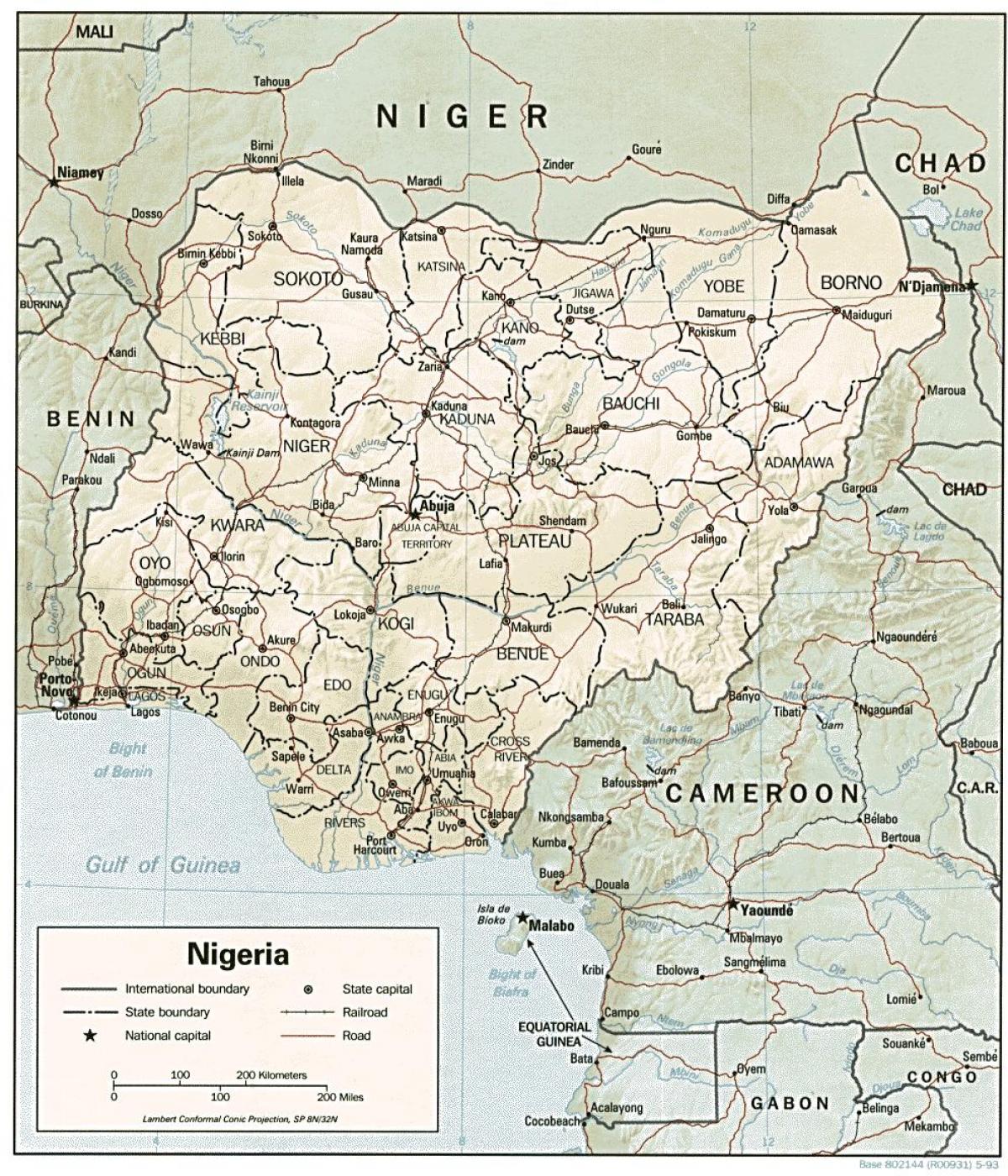 નકશો નાઇજીરીયા રેખાકૃતિ