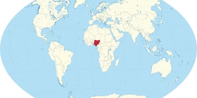 વિશ્વ નકશો દર્શાવે છે નાઇજીરીયા