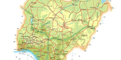 નકશો ભૌતિક નાઇજીરીયા