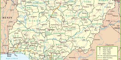 નકશો નાઇજીરીયા દર્શાવે મુખ્ય રસ્તાઓ